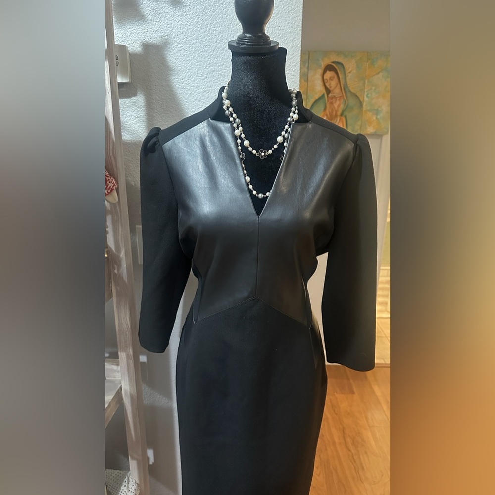 Karen Millen Black Dress with Leather Accents
